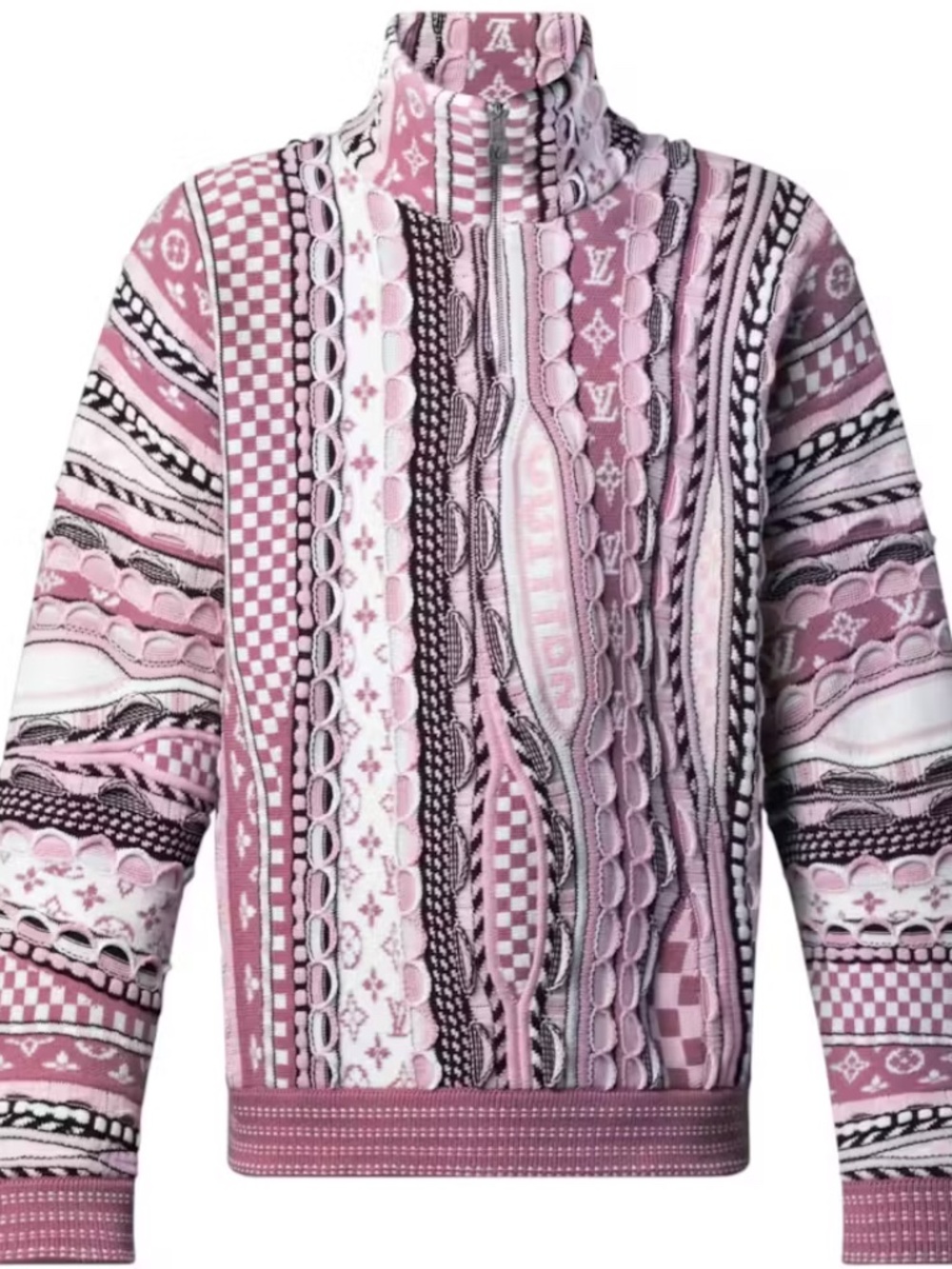 Authentic New Louis Vuitton x Nigo Half-Zip Pullover Pale Pink Coogi Style